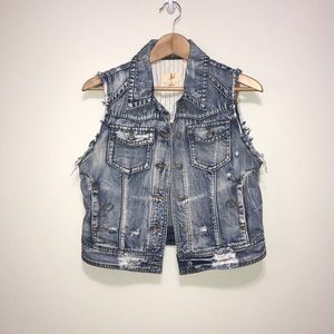 Lost Distressed Denim Vest